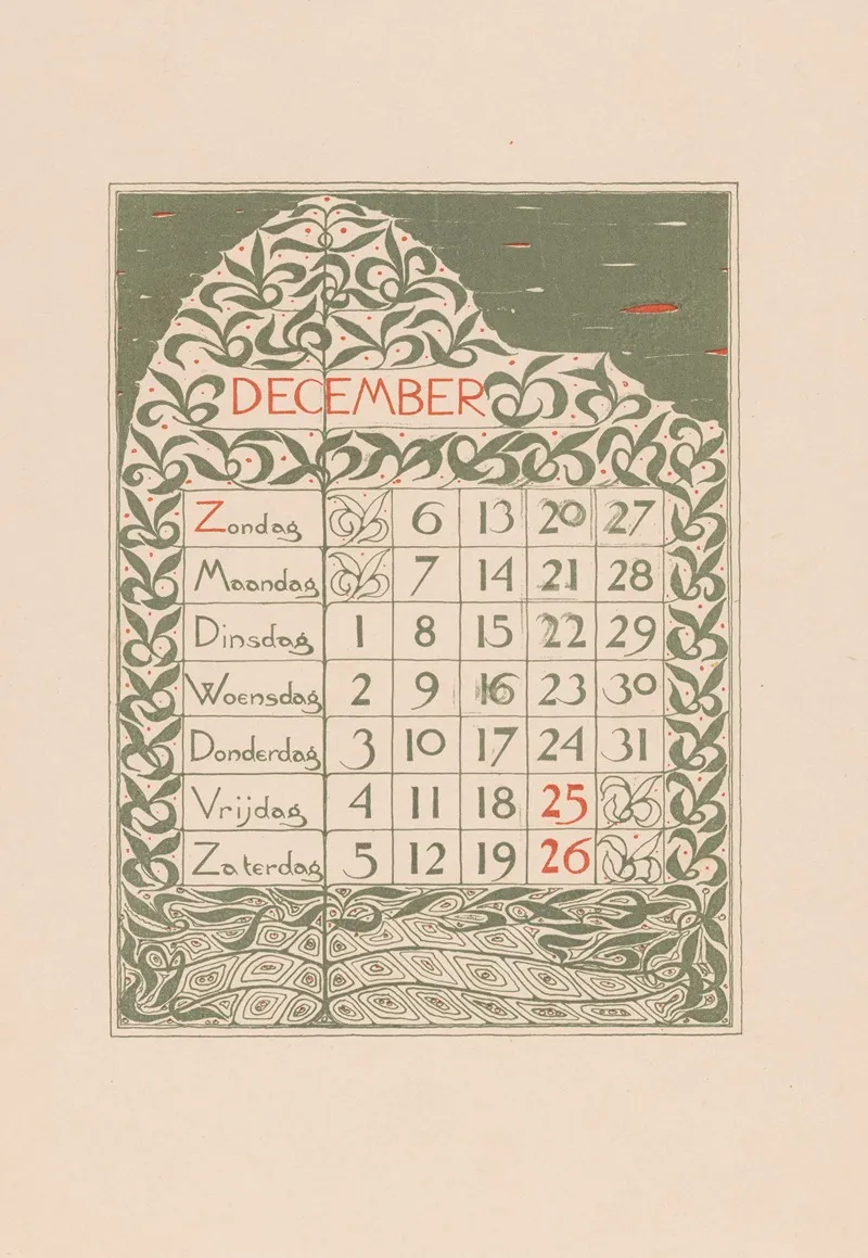 Kalenderblad Voor December 1896