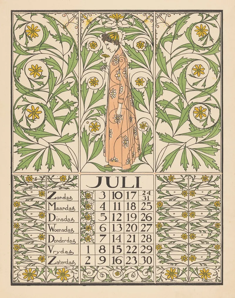 Kalenderblad Voor Juli 1898