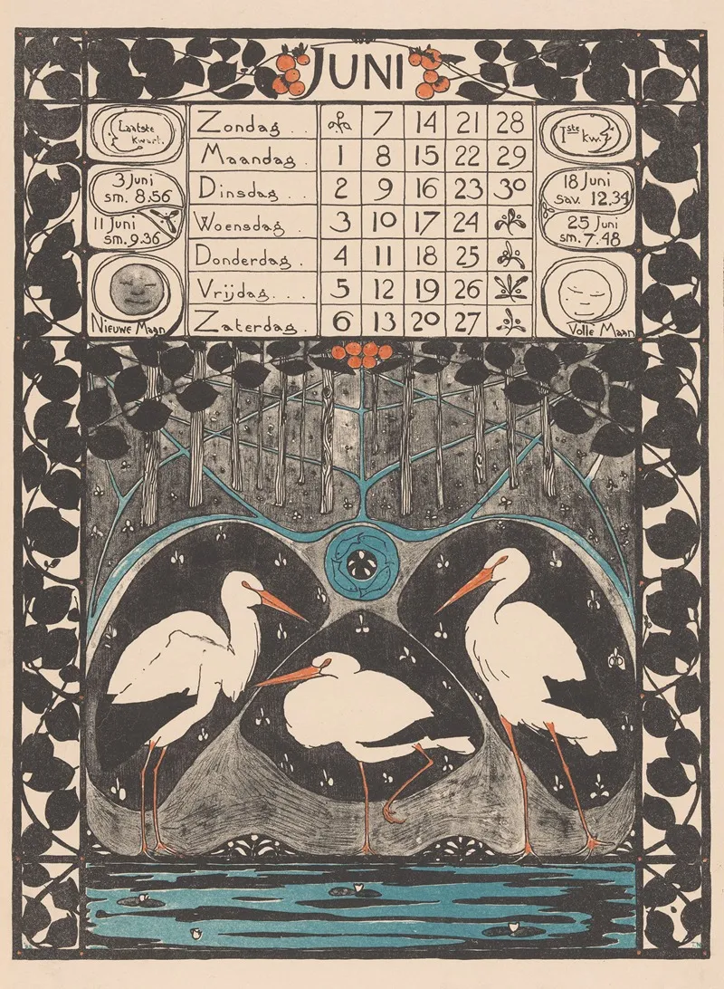 Kalenderblad Voor Juni 1896