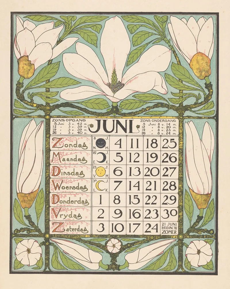 Kalenderblad Voor Juni 1899
