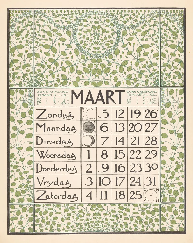 Kalenderblad Voor Maart 1899 2