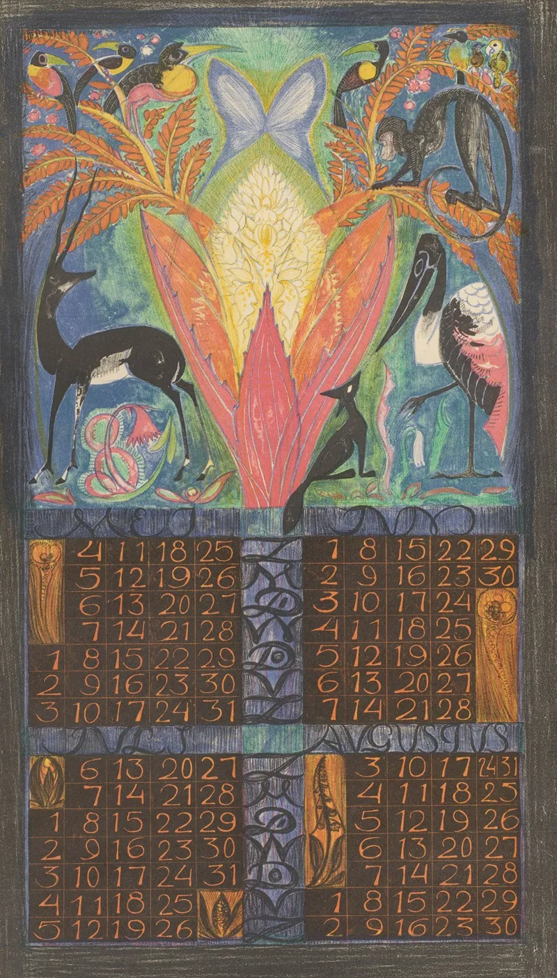 Kalenderblad Voor Mei Tot En Met Augustus 1924 Wall Art by Leo Visser - High-Resolution Digital Print