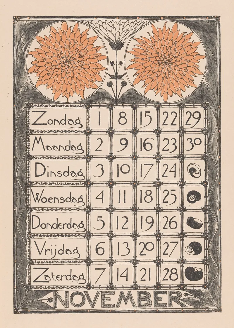 Kalenderblad Voor November 1896