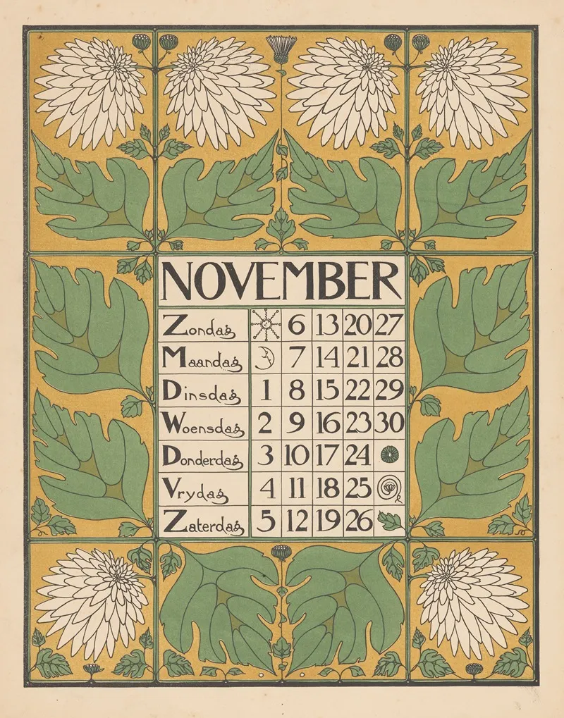 Kalenderblad Voor November 1898