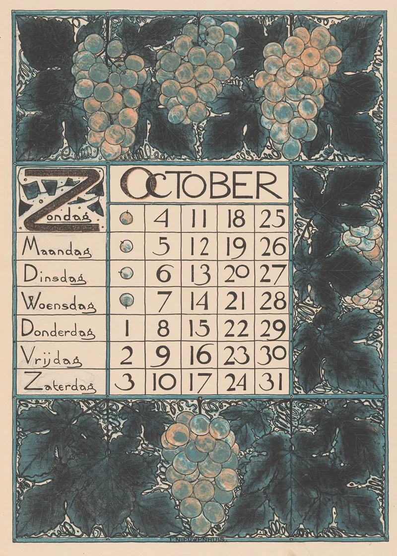 Kalenderblad Voor Oktober 1896 2