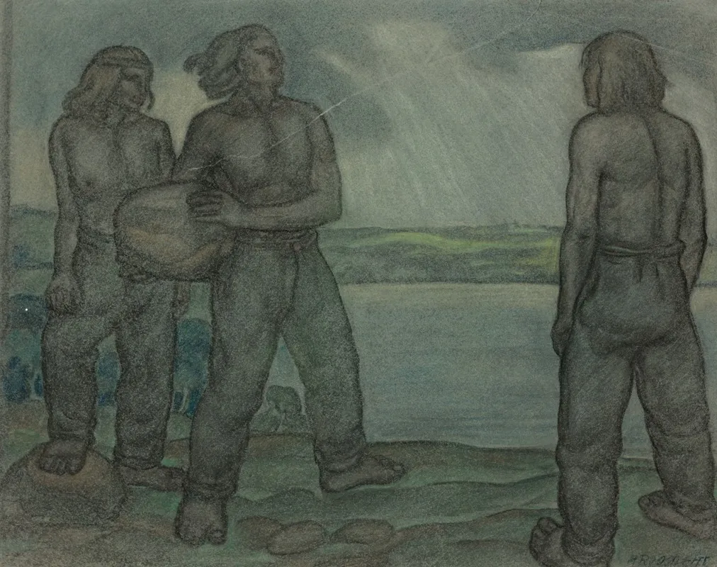 Kalevipoeg Kivi Viskamas 2 Wall Art by August Roosileht - High-Resolution Digital Print
