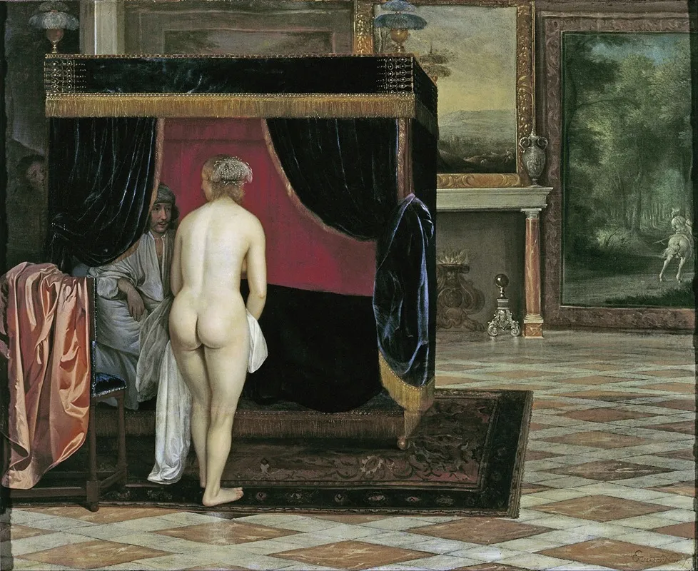 Kandaules Wife Discovering The Hiding Gyges Wall Art by Eglon van der Neer - High-Resolution Digital Print