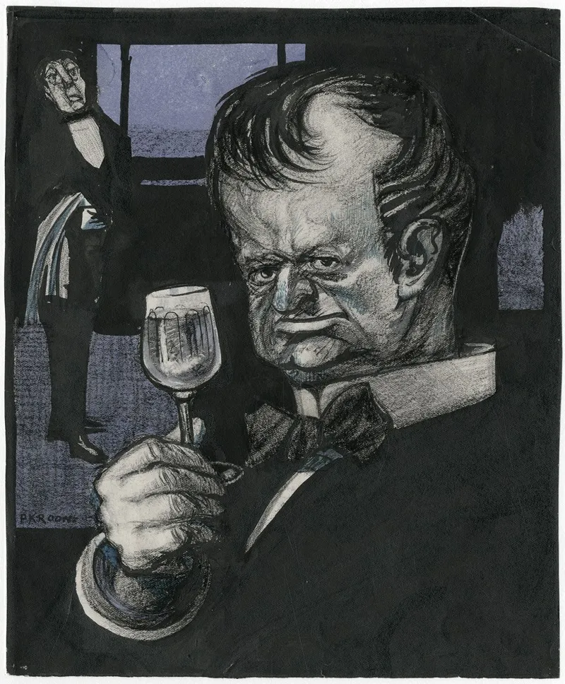 Karikatuur Van Een Wijndrinker