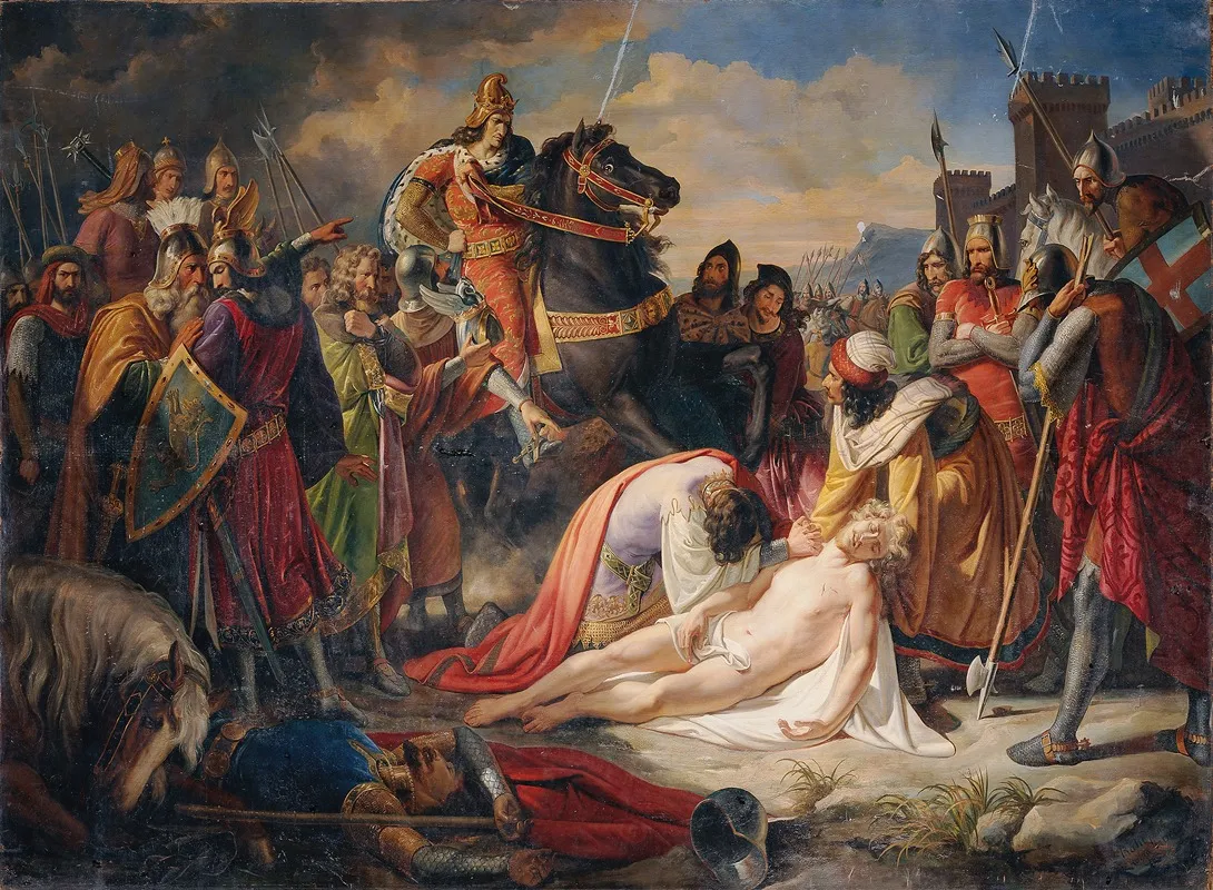 Karl I Von Anjou An Der Leiche Manfreds Nach Der Schlacht Von Benevent Am 26 Februar 1266 Wall Art by Carl Rahl - High-Resolution Digital Print