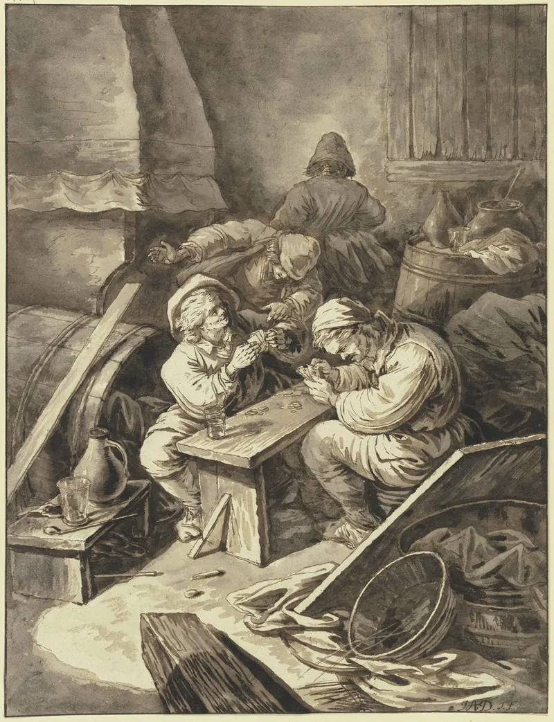 Kartenspielende Bauern In Einer Schenke Wall Art by Johann Albrecht Dietzsch - High-Resolution Digital Print