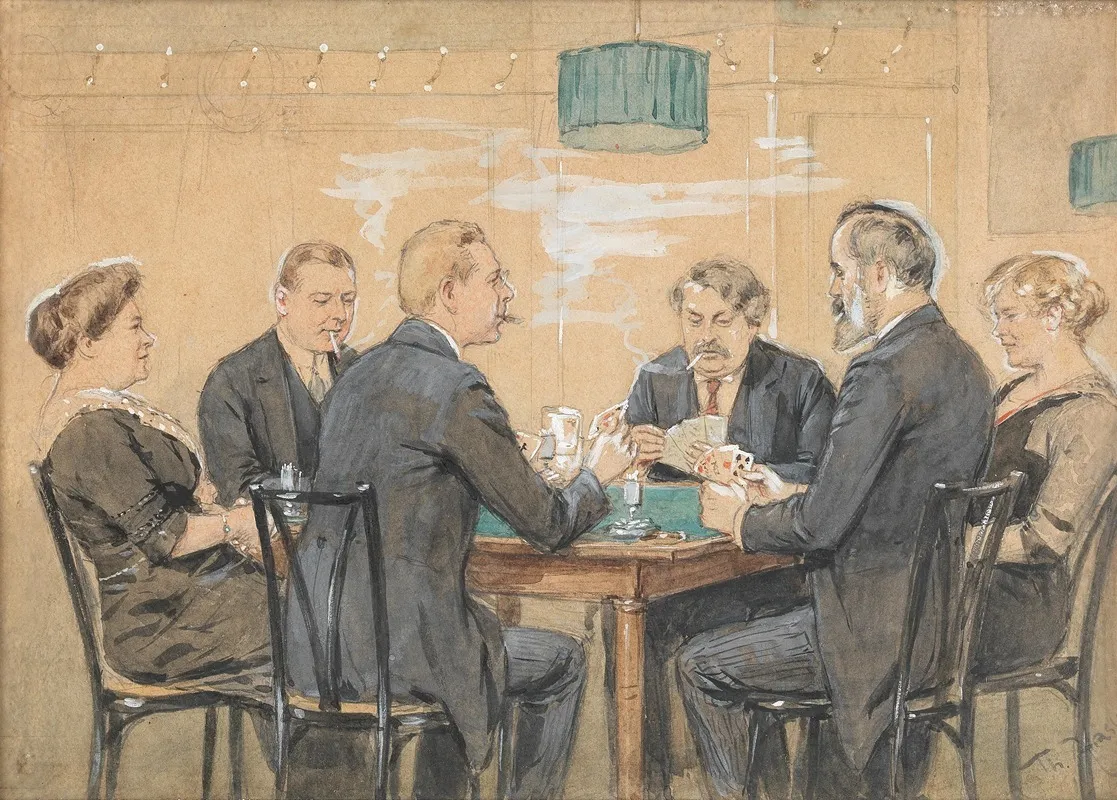 Kartenspieler Im Kaffeehaus Wall Art by Theodor Zasche - High-Resolution Digital Print