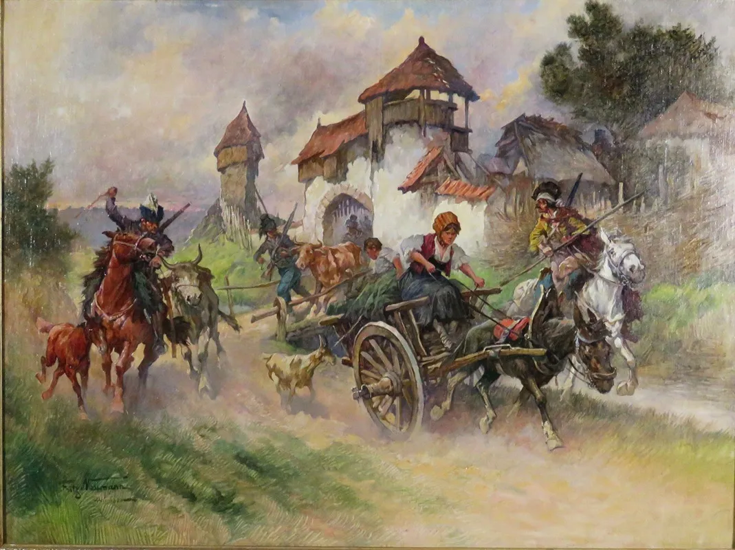 Kasaken Plundern Eine Burg Wall Art by Fritz Neumann - High-Resolution Digital Print