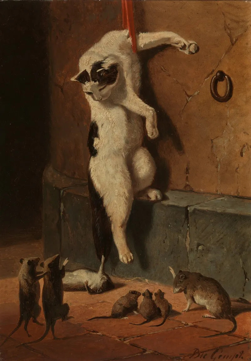 Kat Met Muizen Wall Art by Bernard te Gempt - High-Resolution Digital Print