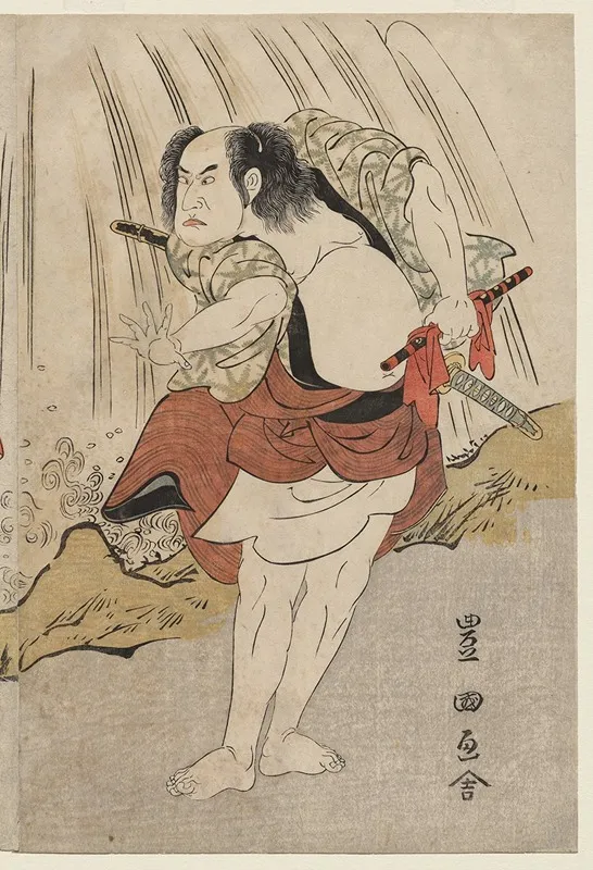 Kataoka Nizaemon Vii And Ichikawa Yaozo Iii In A Confrontation Beside A Waterfall 2 Wall Art by Toyokuni Utagawa - High-Resolution Digital Print