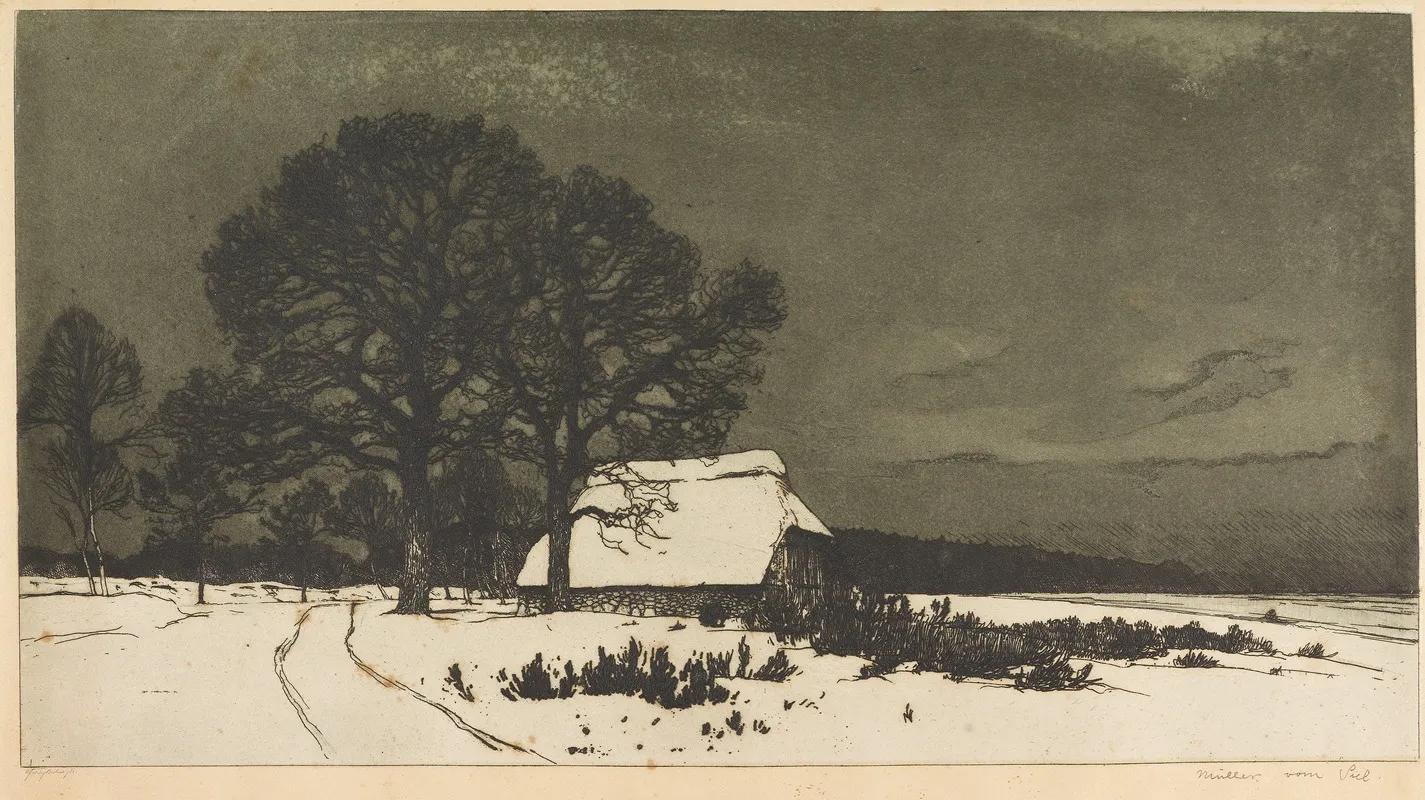 Kate Unter Eichen Im Winter Wall Art by Georg Bernhard Müller Vom Siel - High-Resolution Digital Print