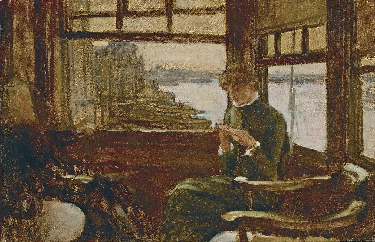 Kathleen Newton In A Thames Side Tavern Wall Art by James Tissot - High-Resolution Digital Print