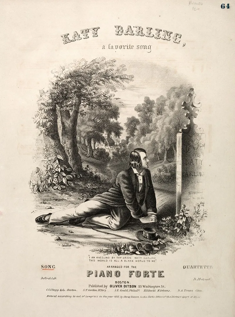 Katy Darling Sheet Music Cover Wall Art by Winslow Homer - High-Resolution Digital Print