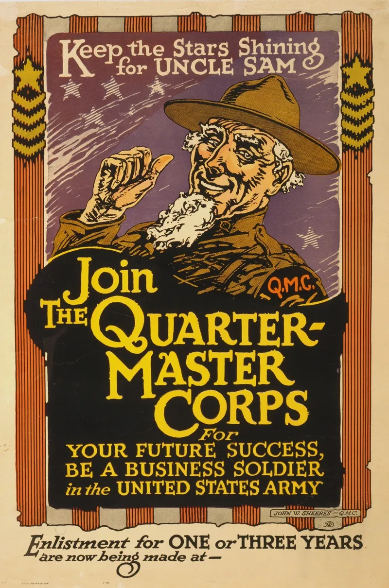 Keep The Stars Shining For Uncle Sam Join The Quartermaster Corps Wall Art by John W. Sheeres - High-Resolution Digital Print