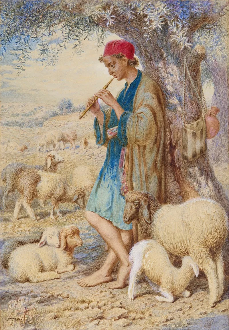 Keeping Sheep Bethlehem Wall Art by William James Webbe - High-Resolution Digital Print