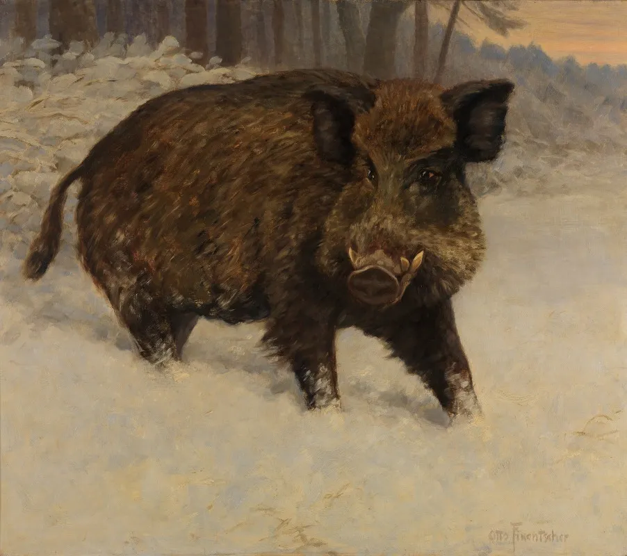 Keiler Im Schnee Wall Art by Otto Fikentscher - High-Resolution Digital Print