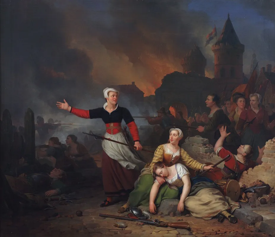 Kenau Simonsdr Hasselaar Tijdens Het Beleg Van Haarlem Wall Art by Ferdinand de Braekeleer - High-Resolution Digital Print