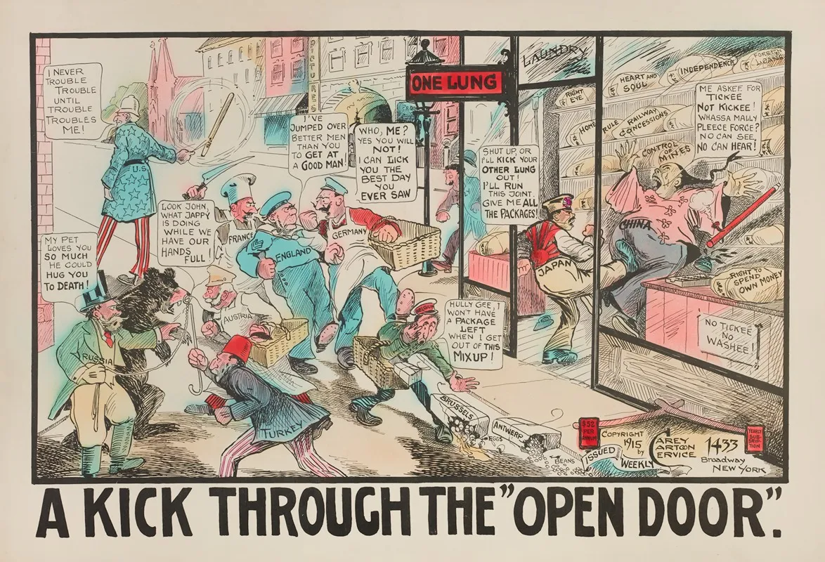 Kick Through The Open Door Wall Art by Carey Cartoon Service - High-Resolution Digital Print