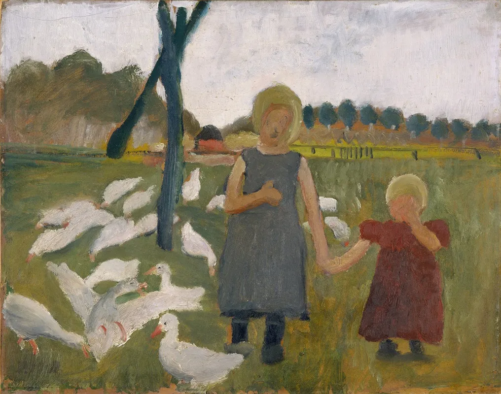 Kids With Geese Wall Art by Paula Modersohn-Becker - High-Resolution Digital Print