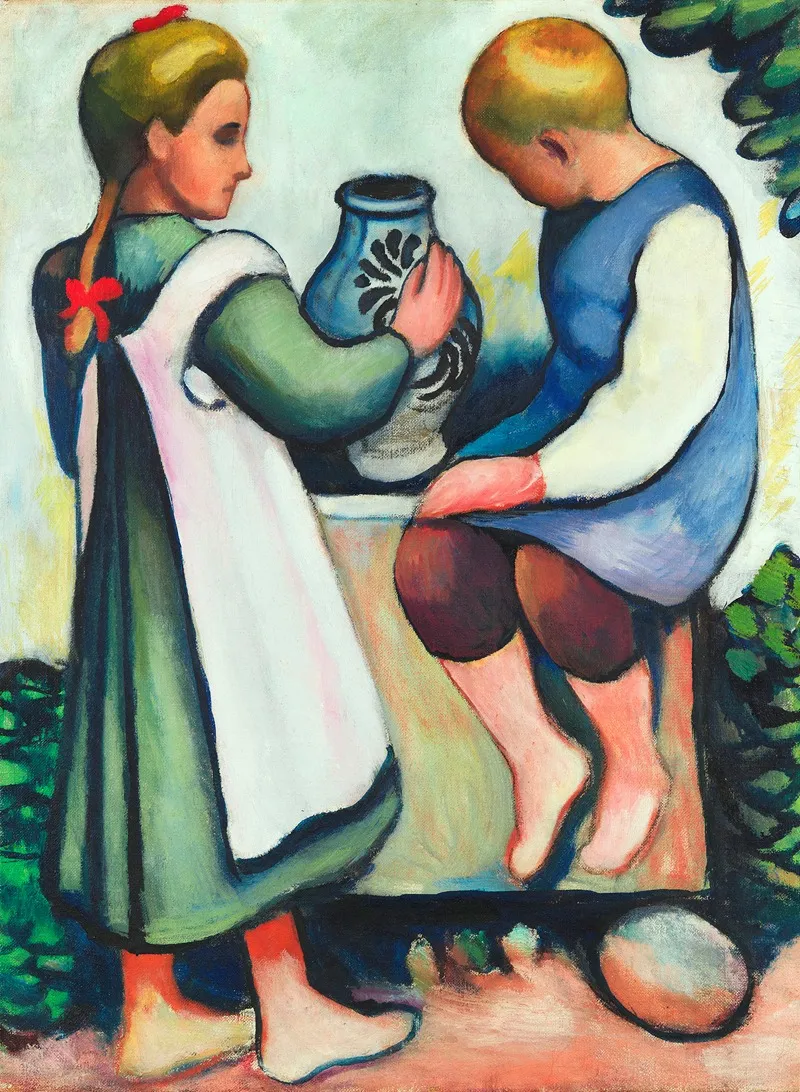 Kinder Am Brunnen Ii Wall Art by August Macke - High-Resolution Digital Print