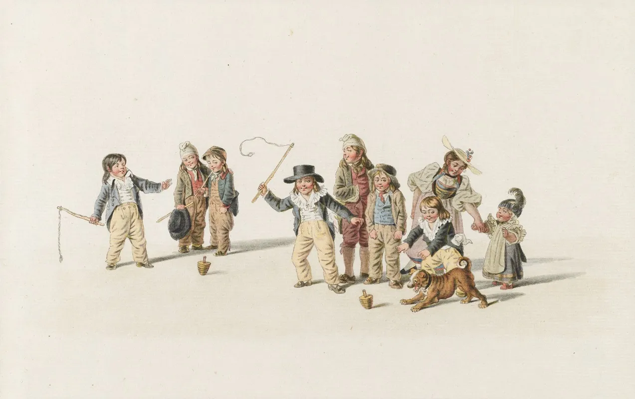 Kinder Beim Kreiselspiel Wall Art by Gottfried Mind - High-Resolution Digital Print