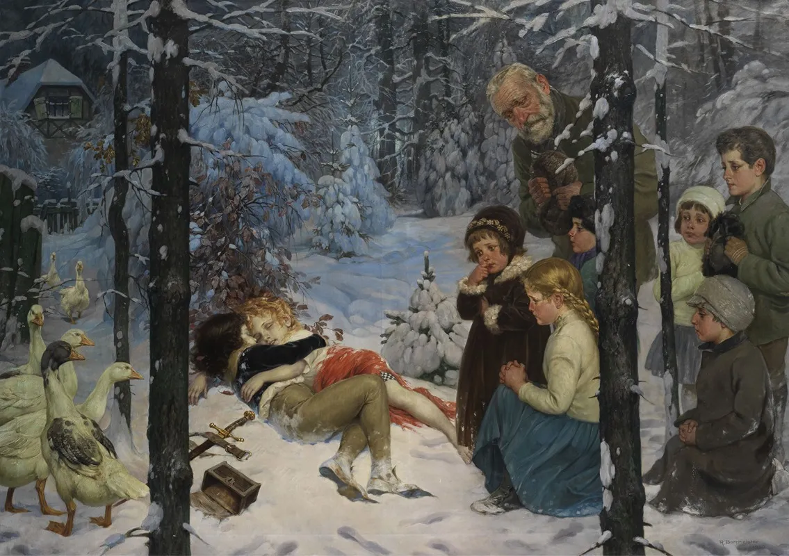 Kinder Im Schnee Wall Art by Richard Borrmeister - High-Resolution Digital Print