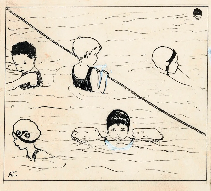 Kinderen In Een Zwembad Wall Art by A. Tinbergen - High-Resolution Digital Print