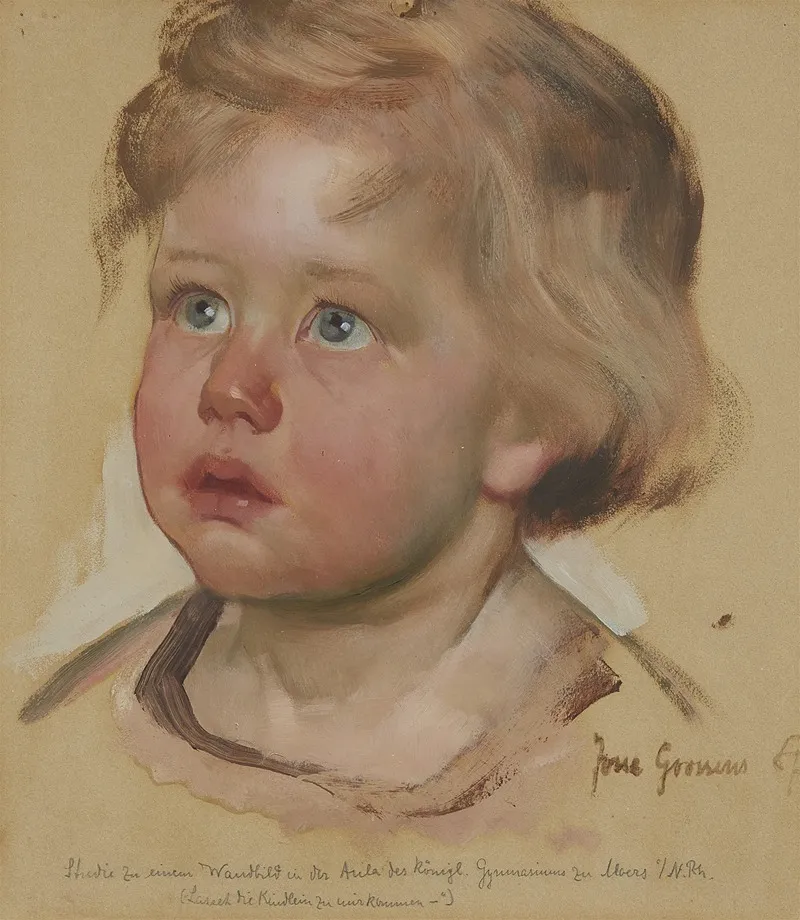 Kinderportrait Studie Zum Fresko Lasset Die Kindlein Zu Mir Kommen Wall Art by Josse Goossens - High-Resolution Digital Print