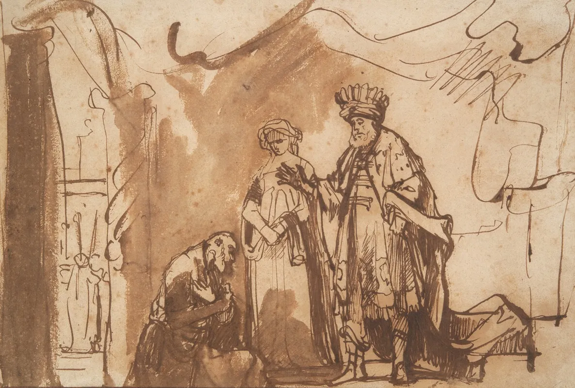 King Ahasuerus And Queen Esther Acknowledging Mordecais Role In Saving The Jews