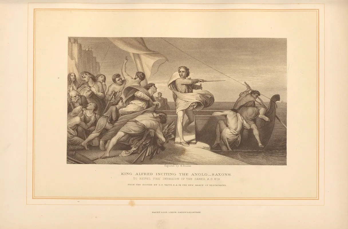 King Alfred Inciting The Anglo Saxons To Repel The Danes G F Watts Wall Art by Thomas Archer - High-Resolution Digital Print