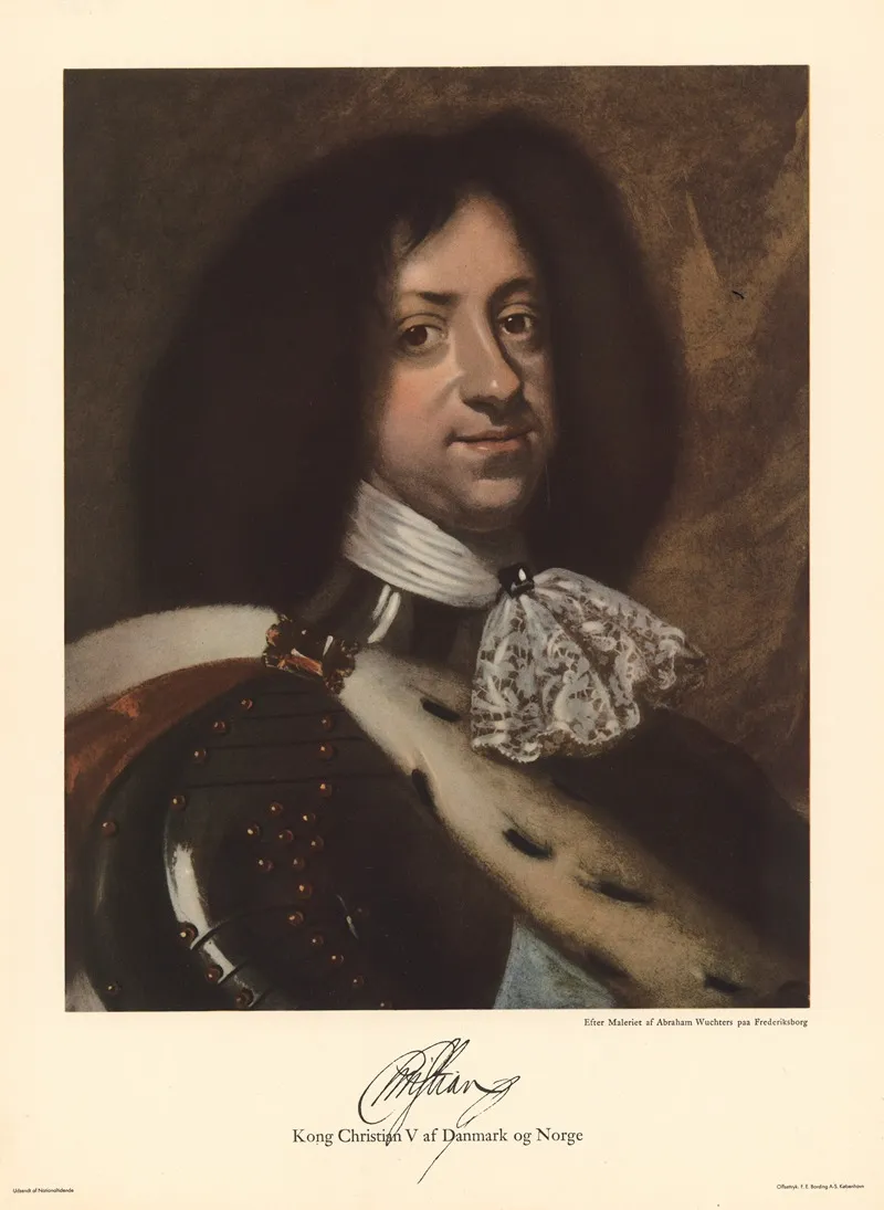 King Christian V Of Denmark And Norway After Abraham Wuchters Wall Art by F.E. Bording - High-Resolution Digital Print