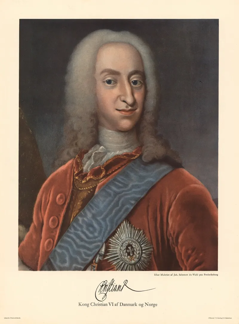 King Christian Vi Of Denmark And Norway After Johan Salomon Du Wahl Wall Art by F.E. Bording - High-Resolution Digital Print