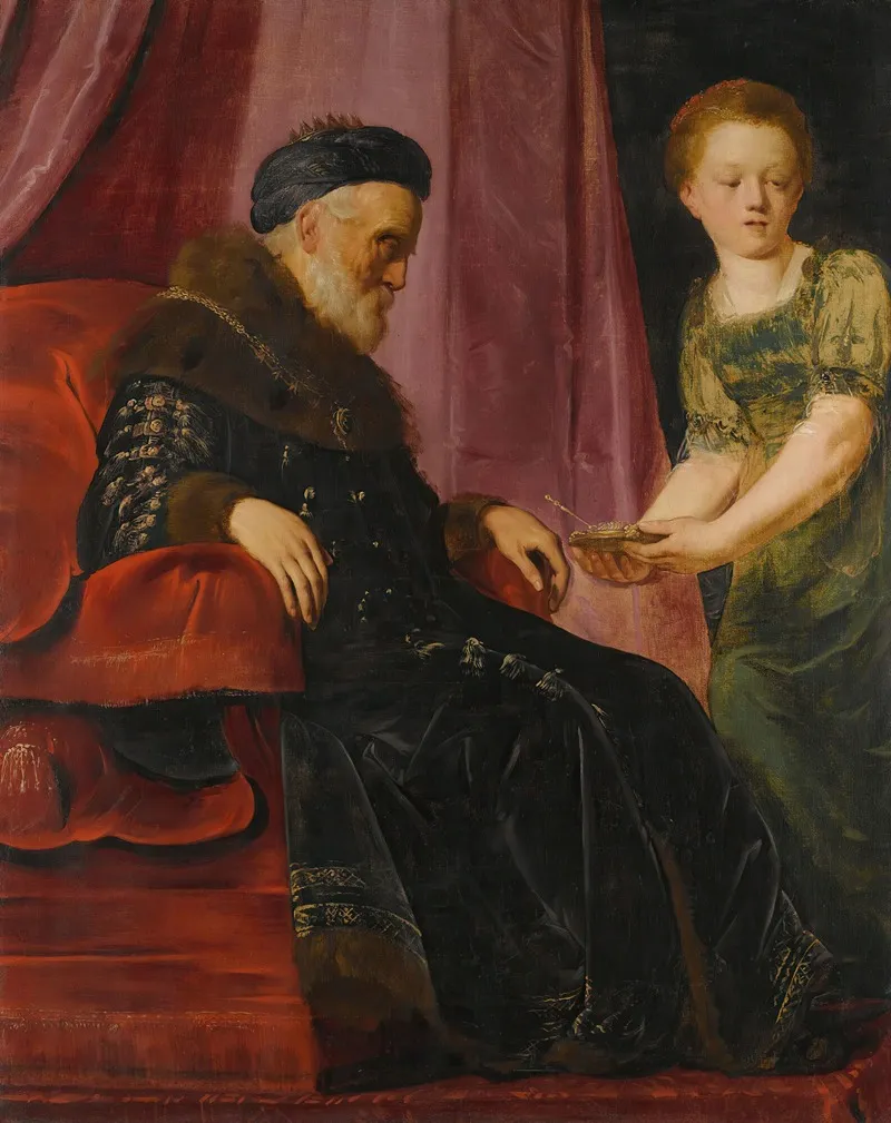 King David And Abishag Wall Art by Pieter Fransz. de Grebber - High-Resolution Digital Print