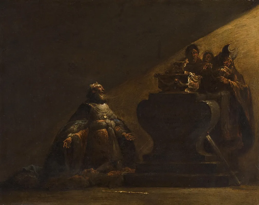 King David In Prayer Before The Ark Of The Covenant Wall Art by Leonaert Bramer - High-Resolution Digital Print