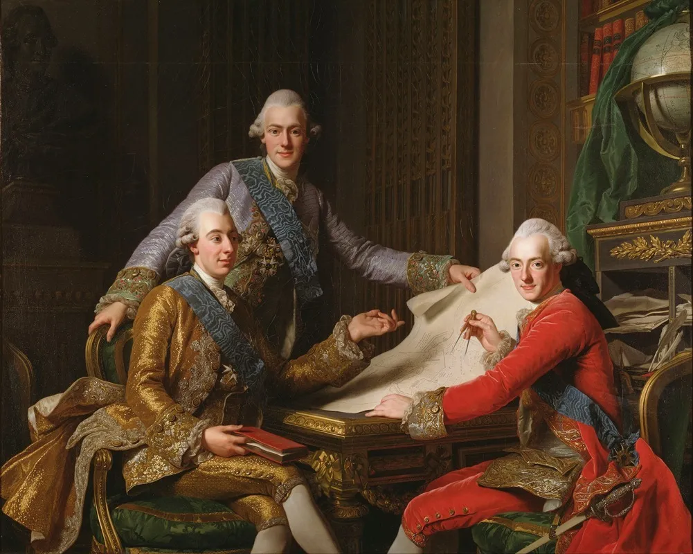 King Gustav Iii Of Sweden And His Brothers Wall Art by Alexander Roslin - High-Resolution Digital Print