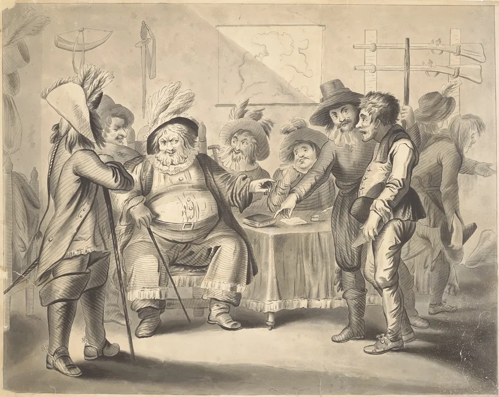King Henry Iv Part 2 Iii 3 Falstaff At Justice Shallows Mustering His Recruits Wall Art by Sylvester Harding - High-Resolution Digital Print