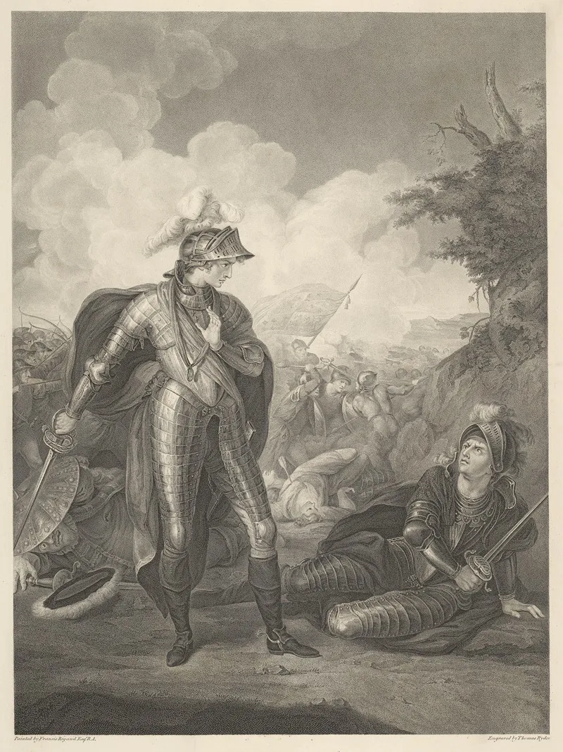 King Henry Iv Part I Act V Scene Iv Plain Near Shrewsbury Prince Henry Hotspur Falstaff Wall Art by John Francis Rigaud - High-Resolution Digital Print