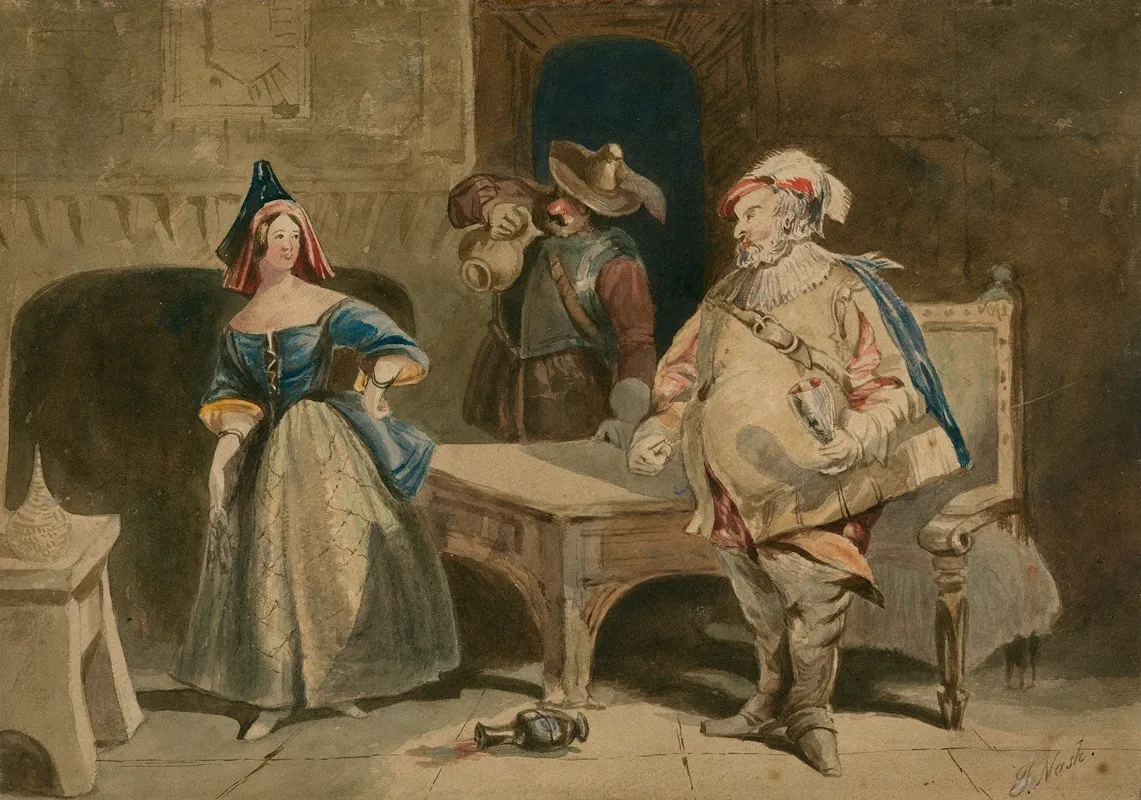 King Henry Iv Pt 1 Ii 4 Falstaff Bardolph And Hostess Wall Art by Joseph Nash - High-Resolution Digital Print