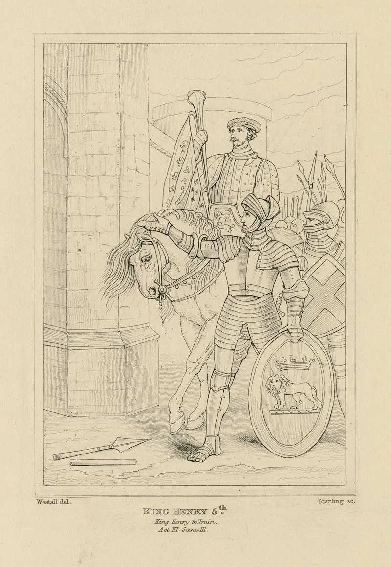 King Henry V Act 3 Scene 3 Before The Gates Of Harfleur King Henry His Train Wall Art by William Francis Starling - High-Resolution Digital Print