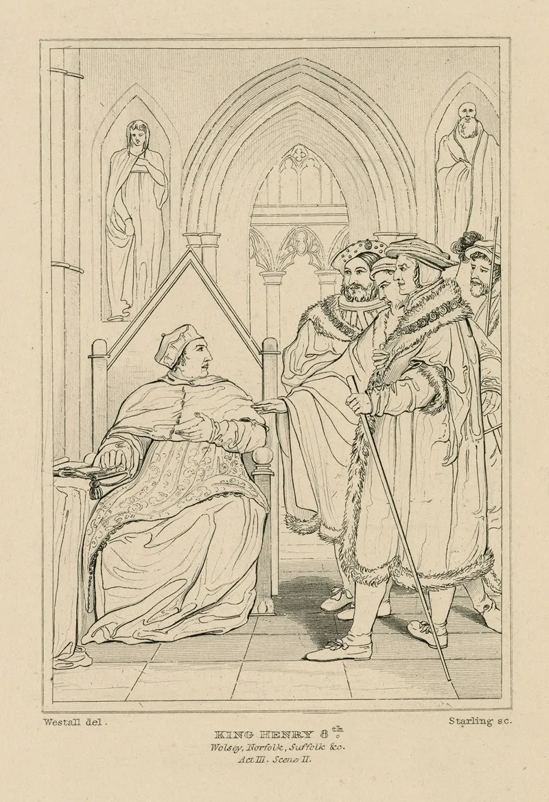 King Henry Viii Act 3 Scene 2 Wolsey Duke Of Norfolk Suffolk C Wall Art by William Francis Starling - High-Resolution Digital Print