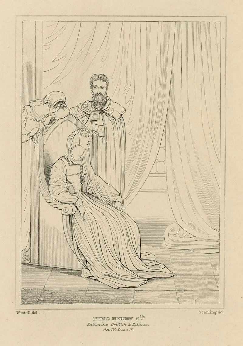 King Henry Viii Act 4 Scene 2 Katherine Griffith And Patience Wall Art by William Francis Starling - High-Resolution Digital Print