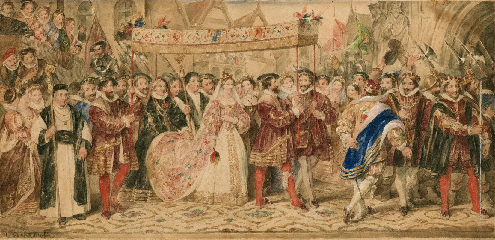 King Henry Viii Iv 1 The Coronation Procession Of Anne Boleyn Wall Art by James Stephanoff - High-Resolution Digital Print