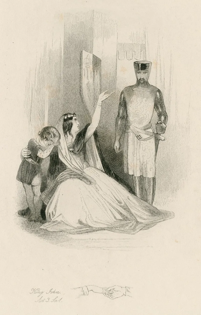 King John Act 3 Sc 1 Arthur Constance Salisbury Wall Art by Joseph Kenny Meadows - High-Resolution Digital Print