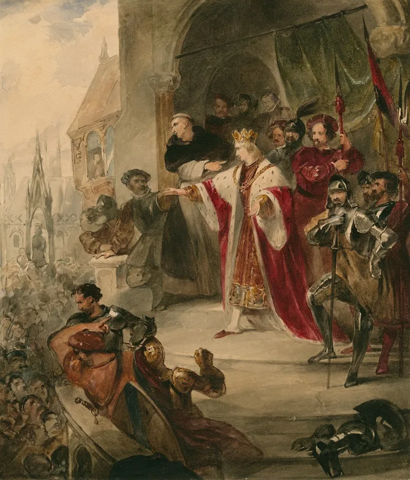 King John V 7 King John On His Way To The Church Wall Art by James Stephanoff - High-Resolution Digital Print
