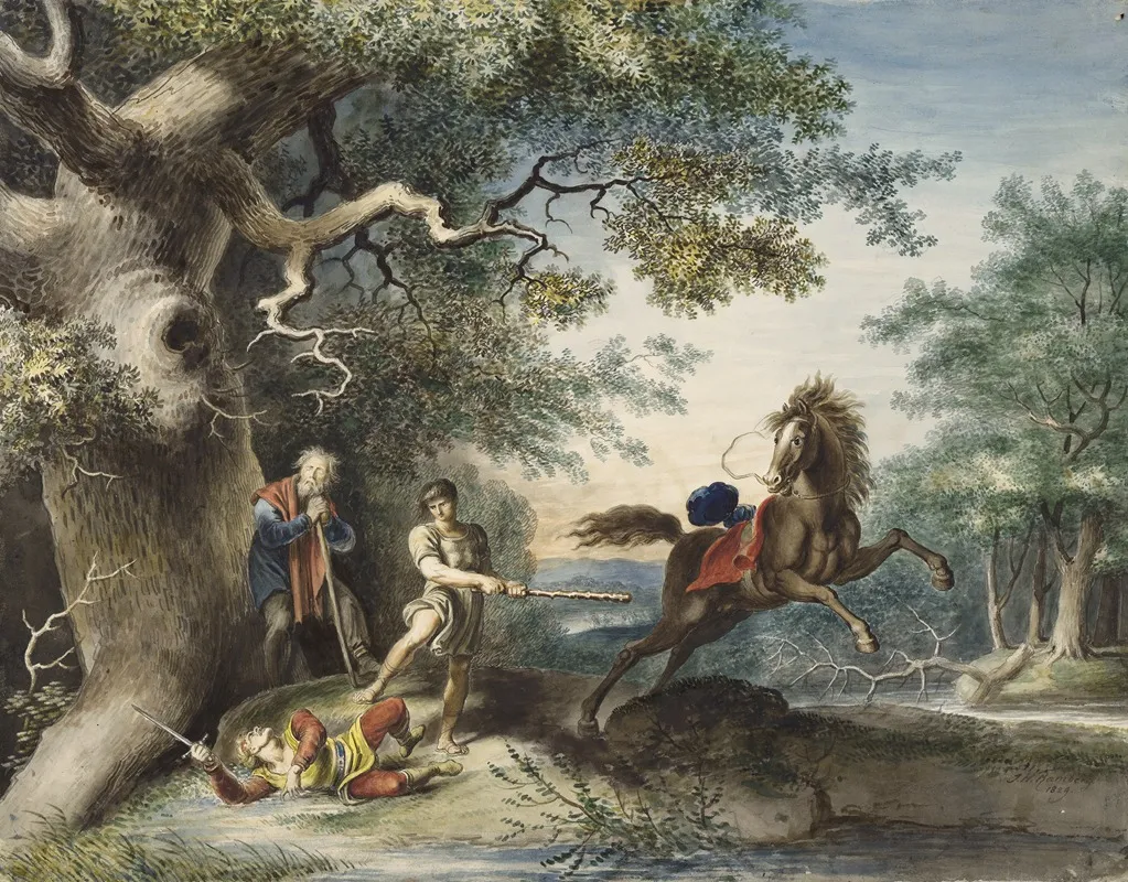 King Lear Iv 6 Edgar Killing Oswald Wall Art by Johann Heinrich Ramberg - High-Resolution Digital Print