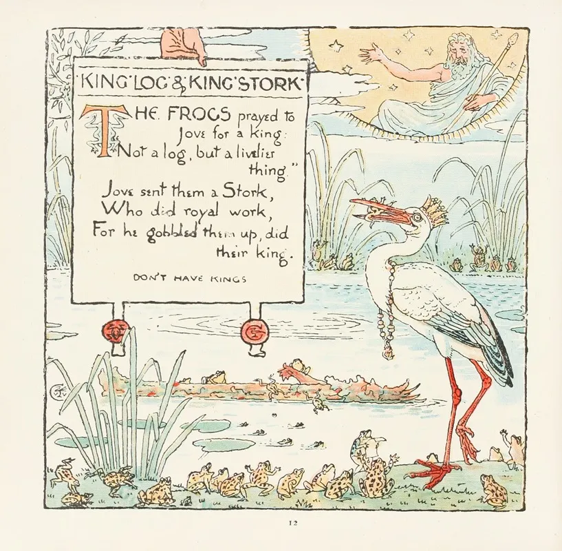 King Log And King Stork Wall Art by Walter Crane - High-Resolution Digital Print